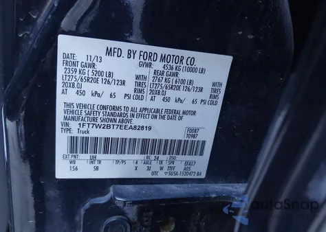 2014 Ford F-250 Lariat z USA, uszkodzony, nr VIN 1FT7W2BT7EEA82819